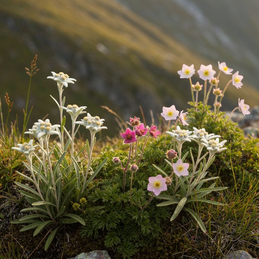 Traditional alpine flora in natural habitat