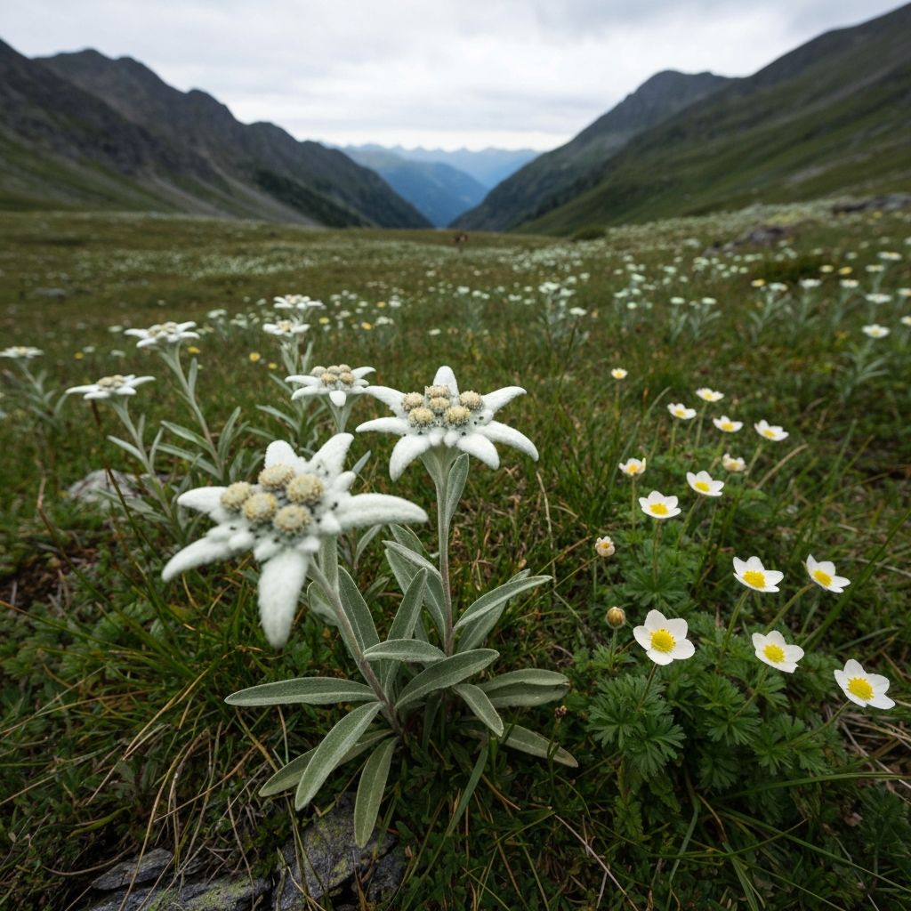 Edelweiss and alpine avens flowers
